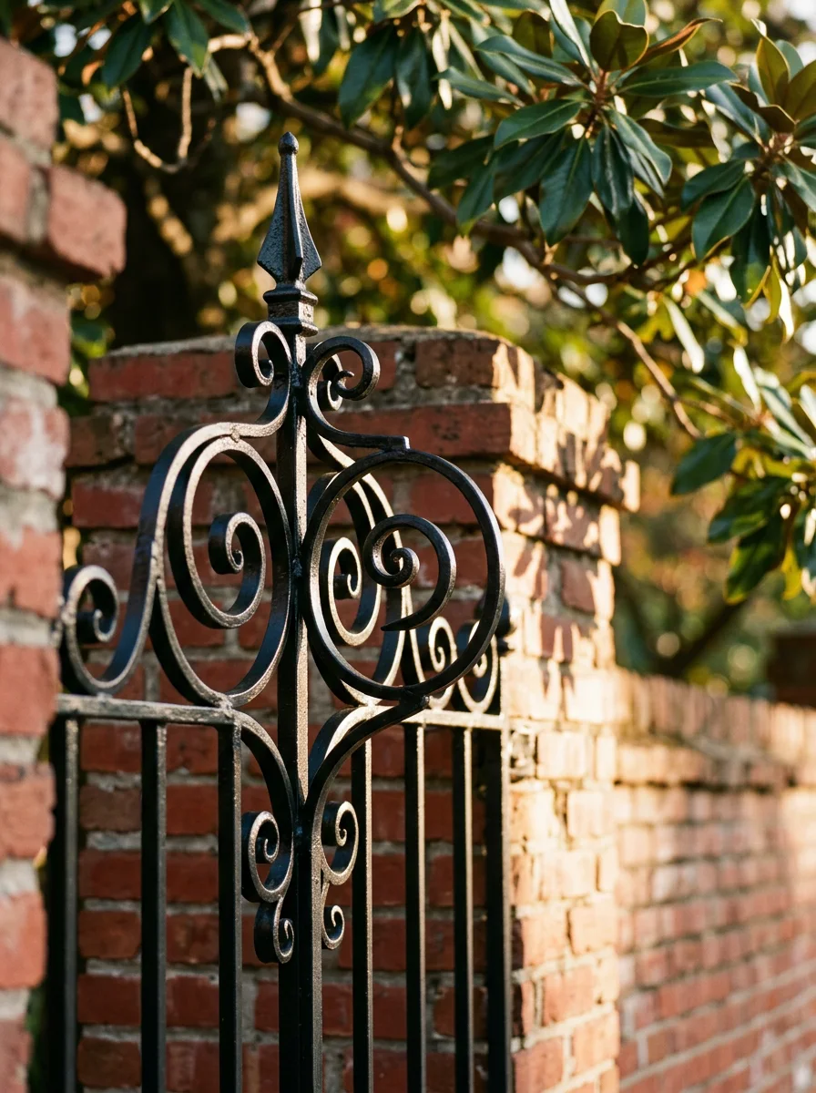 Ornamental iron detail on a Little Rock fence